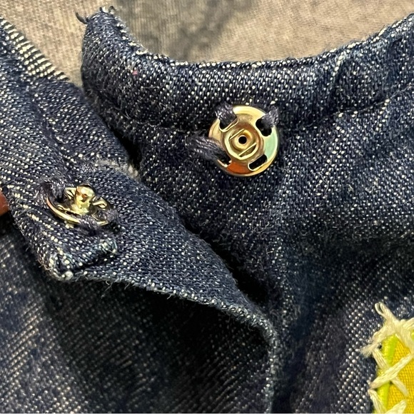 Y2K Bechamel Denim Midi Dress Jungle Animal Patches Short Sleeves Pockets Large - Picture 11 of 12